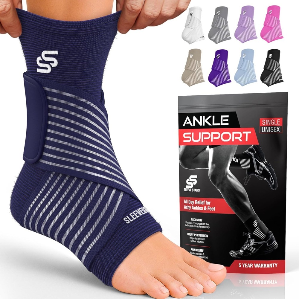 Sleeve Stars Ankle Brace Ankle Wrap Men/Women Single M 10"-12" Navy Blue NWOB